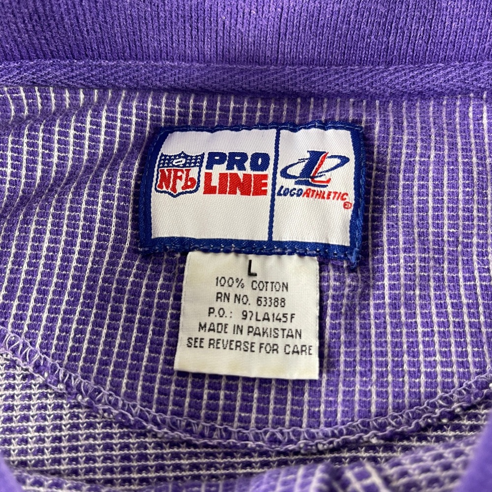 Pro Line NFL Minnesota Vikings Purple Striped Polo Shirt Logo Athletic Mens L - Picture 4 of 12